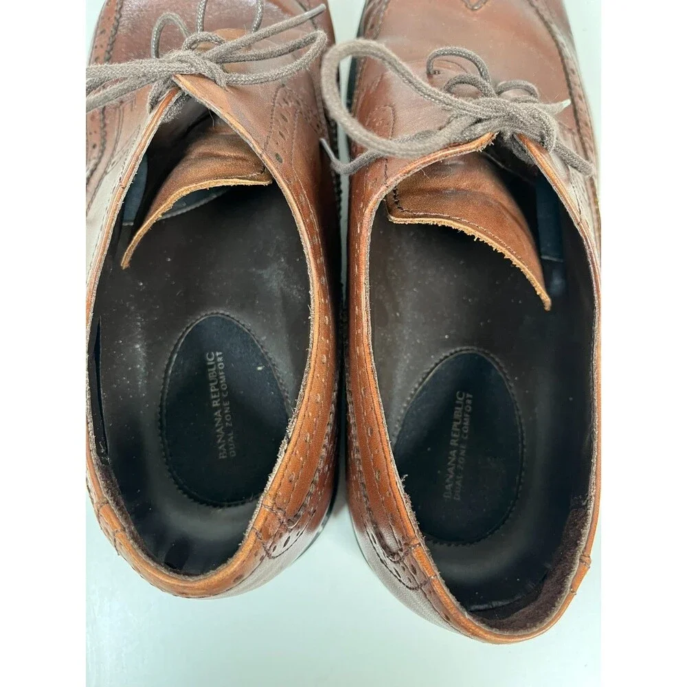 Banana Republic Brown Leather Dress Shoes Men's Size 9.5 Wingtips Oxfords